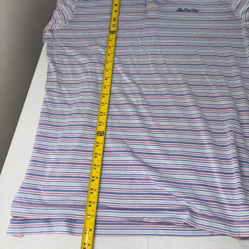 Peter Millar Summer Comfort Blue and Pink Stripe Short Sleeve Polo size Large